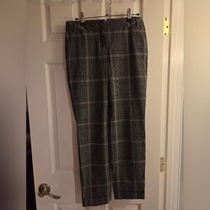 Women's Petite Black and Gray Plaid Dress Pants